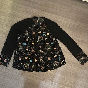 & other stories, one size, space shirt, black, long sleeve